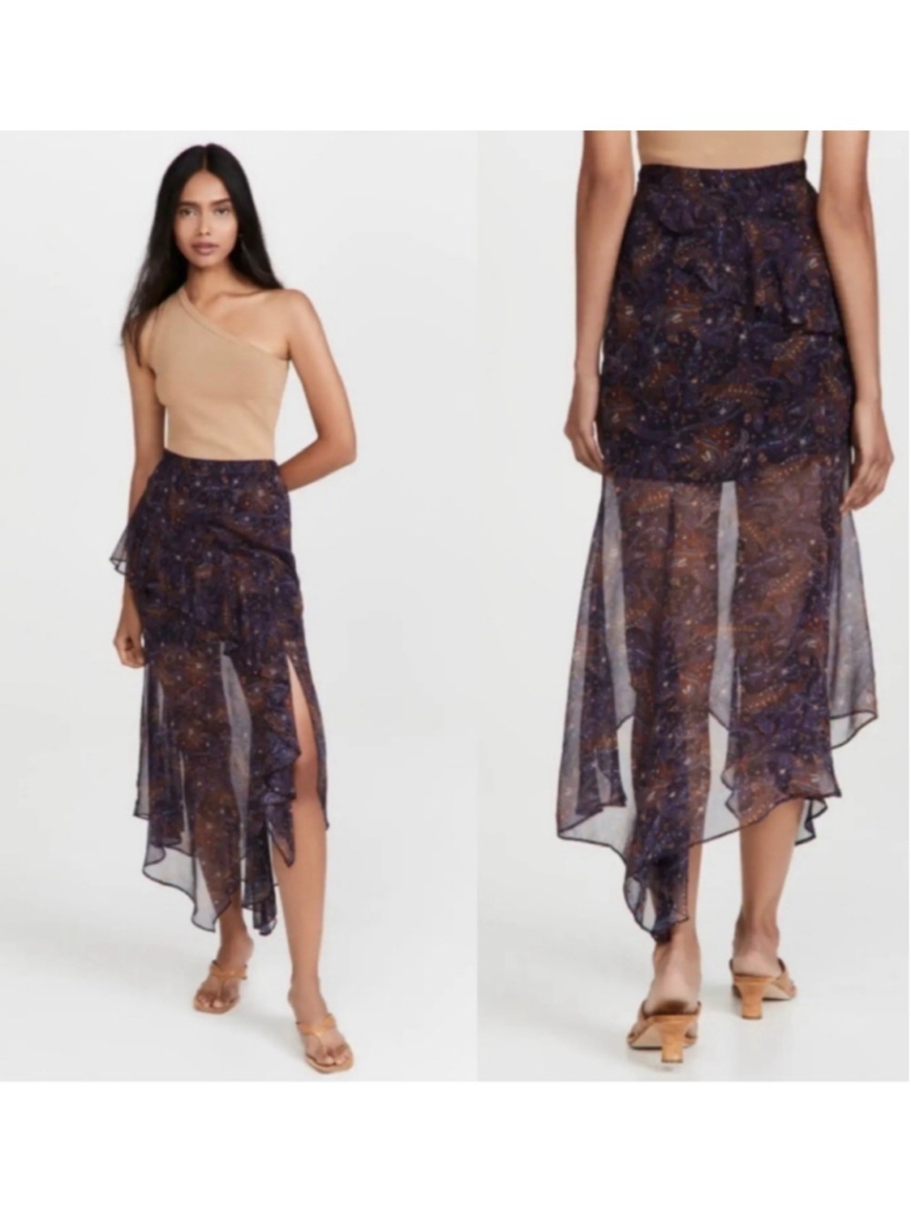 Veronica Beard Trixie Silk Floral Asymmetrical Midi Skirt Women’s Size 4 - Picture 2 of 7